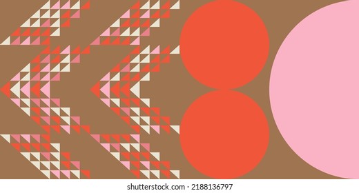 Modern abstract geometric  vector seamless pattern with simple elements and shapes like circle, square and triangle. Graphic pastel colored minimalist background.
