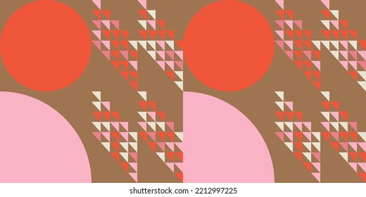 Modern abstract geometric  vector seamless pattern with simple elements and shapes like circle, square and triangle. Graphic pastel colored minimalist background.