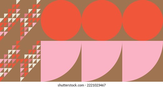 Modern abstract geometric  vector seamless pattern with simple elements and shapes like circle, square and triangle. Graphic pastel colored minimalist background.