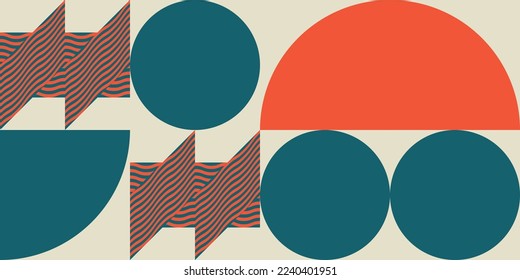 Modern abstract geometric  vector seamless pattern with simple elements and shapes like circle, square and triangle. Graphic pastel colored minimalist background.