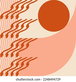 Modern abstract geometric  vector seamless pattern with simple elements and shapes like circle, square and triangle. Graphic pastel colored minimalist background.