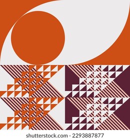 Modern abstract geometric  vector seamless pattern with simple elements and shapes like circle, square and triangle. Graphic pastel colored minimalist background.