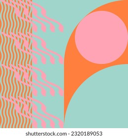 Vector geométrico abstracto moderno sin fisuras con elementos y formas simples como el círculo, el cuadrado y el triángulo. Fondo minimalista de color pastel.
