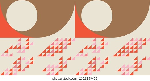 Modern abstract geometric  vector seamless pattern with simple elements and shapes like circle, square and triangle. Graphic pastel colored minimalist background.