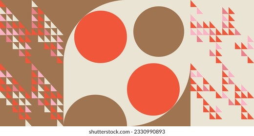 Modern abstract geometric  vector seamless pattern with simple elements and shapes like circle, square and triangle. Graphic pastel colored minimalist background.