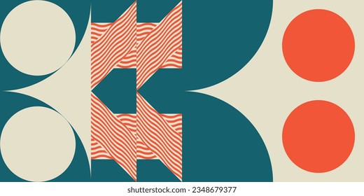 Vector geométrico abstracto moderno sin fisuras con elementos y formas simples como el círculo, el cuadrado y el triángulo. Fondo minimalista de color pastel.