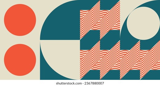 Vector geométrico abstracto moderno sin fisuras con elementos y formas simples como el círculo, el cuadrado y el triángulo. Fondo minimalista de color pastel.