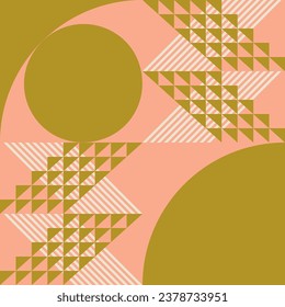 Modern abstract geometric  vector seamless pattern with simple elements and shapes like circle, square and triangle. Graphic pastel colored minimalist background.