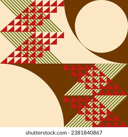 Modernes, abstraktes geometrisches, nahtloses Vektormuster mit einfachen Elementen und Formen wie Kreis, Quadrat und Dreieck. Grafischer, pastellfarbener, minimalistischer Hintergrund.