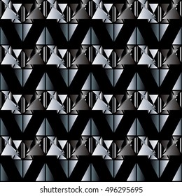 Modern abstract geometric vector seamless pattern background wallpaper illustration with black and white  triangles 