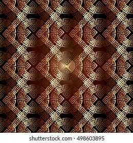 Modern abstract  geometric  vector seamless pattern background wallpaper illustration with 3d  vintage greek key, squares, circles, rhombus  and ornaments.