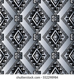 Modern abstract geometric vector seamless pattern background wallpaper illustration with  vintage geometrical rhombus and tribal aztec ornaments.3d decor elements with shadows and highlights