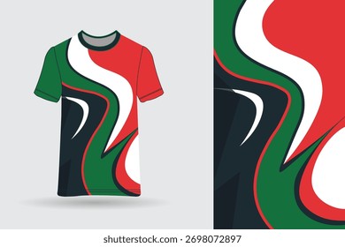 Modern Abstract Geometric Wave Pattern T-Shirt  Sportswear Vector Design