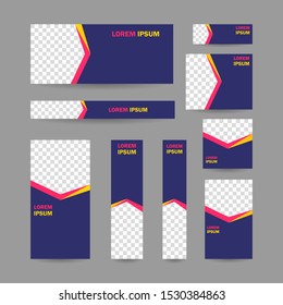 Modern abstract geometric website banner all size template bundle set vector design