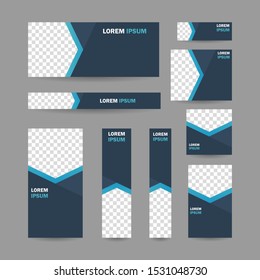 Modern abstract geometric website banner all size template bundle set vector design