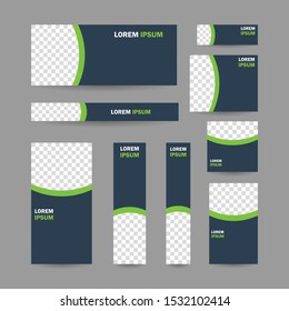 Modern abstract geometric website banner all size template bundle set vector design