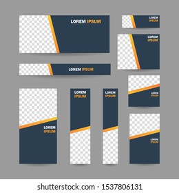 Modern abstract geometric website banner all size template bundle set vector design
