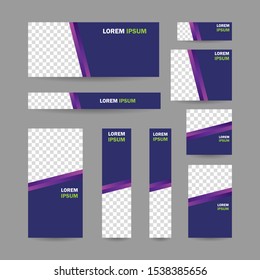 Modern abstract geometric website banner all size template bundle set vector design