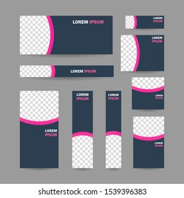 Modern abstract geometric website banner all size template bundle set vector design