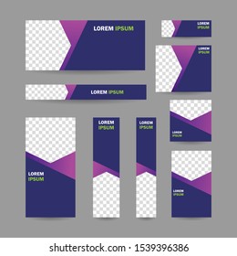 Modern abstract geometric website banner all size template bundle set vector design