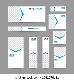 Modern abstract geometric website banner, all size template bundle set vector design
