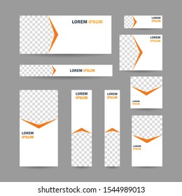 Modern abstract geometric website banner all size template bundle set vector design