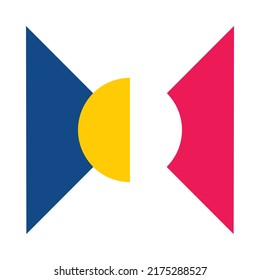Modern Abstract geometric x Uppercase alphabetical font flat design. X letter