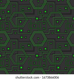 modern abstract geometrical design with hexagons on black background