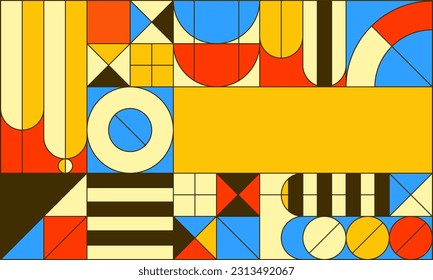 Modern abstract geometry pattern. Geometric minimalist design. Bauhaus background for web banner, business presentation, branding package, fabric print, wallpaper. Vector creative template.