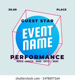 Modern abstract geometry shape coming soon event poster background design with unique element vector illustration
