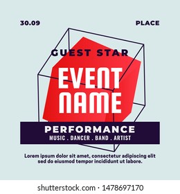 Modern abstract geometry shape coming soon event poster background design with unique element vector illustration