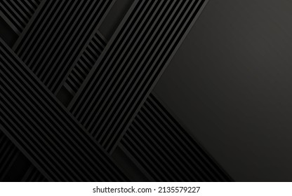 Modern abstract geomtric shape. diagonal lines black background.Eps10 vector