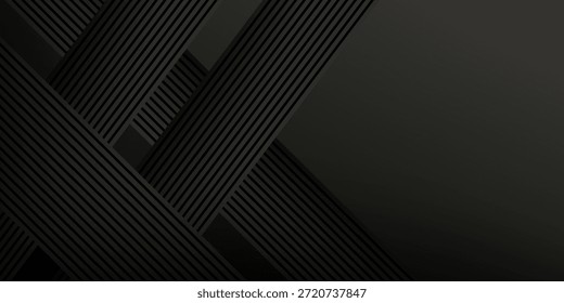 Modern abstract geomtric shape. diagonal lines black background.Eps10 vector