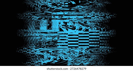Moderno patrón de onda glitch abstracto con líneas geométricas distorsionadas y efectos de interferencia digital en azul neón sobre un fondo negro. Perfecto para temas de tecnología, imágenes cyberpunk, fondos futuristas, proyectos de arte digital, carteles, Fondos de pantalla, diseño de interfaz de usuario y conceptos de marca creativa.