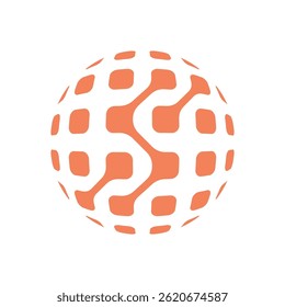 Modern Abstract Global Network Logo in Orange and White
