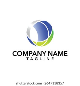 Modern Abstract Globe Logo Design Template – Blue, Green, Silver Swoosh Sphere Icon