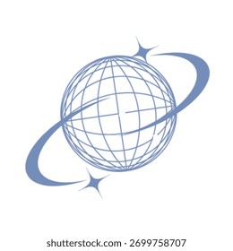 Um moderno vetor de logotipo de globo abstrato com linhas circulares e formas de órbita, representando conexão global, tecnologia, inovação e comunicação. Perfeito para empresas, internet, rede ou corporativos