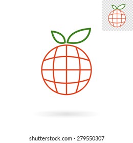 Modern abstract globe sign in an apple shape for logos, banners, layouts, corporate  brochures, templates and internet web sites. Vector eps10 illustration