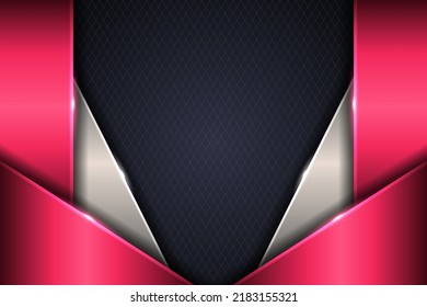 Resumen moderno Glossy Overlap Metallic Pink y Silver sobre fondo de tira oscura