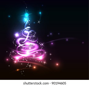 Modern abstract glowing christmas tree, eps 10