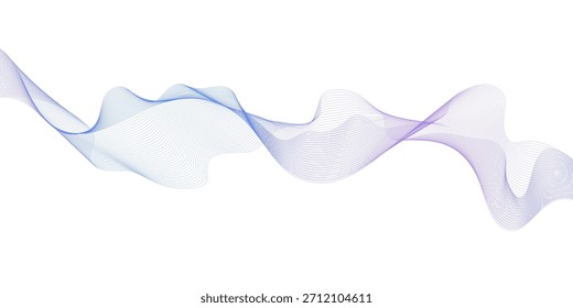 Modern abstract glowing wave background. Dynamic flowing wave lines design element. Futuristic technology and sound wave pattern. PNG file.