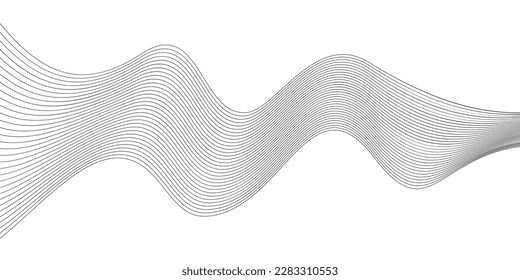 Modernas líneas abstractas de ondas brillantes sobre fondo blanco. Elemento de diseño dinámico de ondas flotantes. Tecnología futurista y patrón de ondas sonoras. EPS10 vectores.