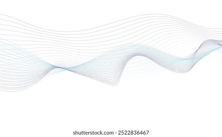 Moderne abstracte gloeiende golflijnen op een witte achtergrond. Een blauwe en paarse golf van rook op een witte achtergrond.	
