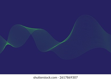 Modern abstract glowing wave lines on dark background. Smooth curved wave line. Dynamic flowing wave lines design element. Futuristic technology and sound wave pattern. Vector EPS10.