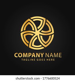 Modern Abstract Gold Round Circle Spinning Company Logo Design Vector Illustration Template