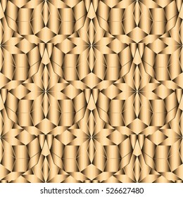 Modern abstract gold seamless pattern. Geometric 3d golden background. Mosaic surface ornate 3d wallpaper. Elegant vector endless ornamental decorative texture. Fabric pattern ornaments.
