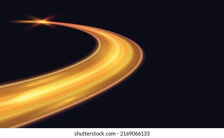 Modern abstract golden glow moving at high speed. Futuristic dynamic motion technology. Motion pattern for banner or poster design background idea. Vector eps10.