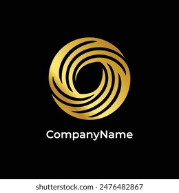 A modern, abstract golden swirl within a circle, representing energy and motion. Suitable for dynamic and innovative businesses in technology, marketing, and creative industries.