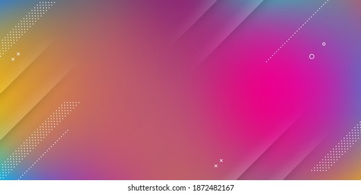 Modern Abstract Gradient Background with Blur Effect, Vibrant Rainbow Colors and Memphis Elements.