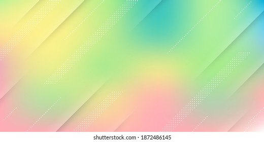 Modern Abstract Gradient Background with Blur Effect, Soft Rainbow Colors and Memphis Elements.